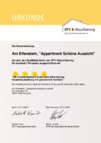 DTV_Urkunde_Ferienwohnung - Am Elfenstein_Appartment Schöne Aussicht